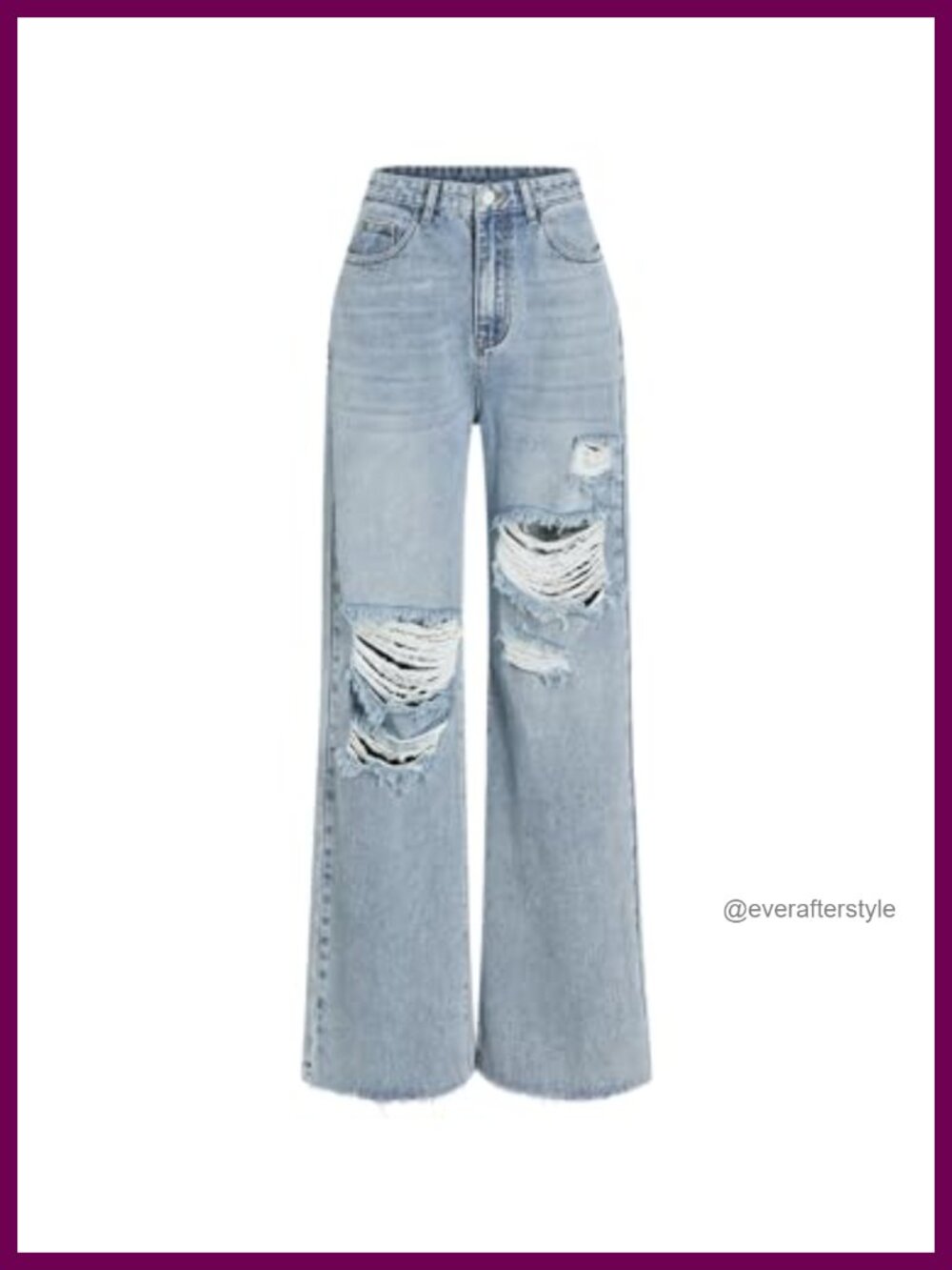 High Waisted Ripped Distressed Straight Leg Baggy Jeans